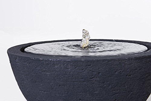 Brunnenschale Zimmerbrunnen Brunnen Gartenbrunnen Zierbrunnen Springbrunnen rund Fiberglas „Vaso“ Ø40 cm, Anthrazit - 2