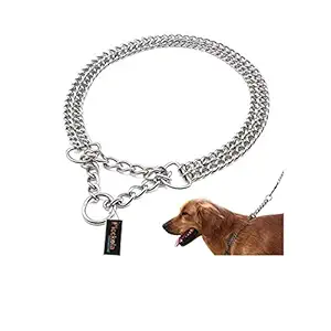 Picckola International? Chrome Stainless Steel 2 Layer Dog Choke Chain -24 Inch Collar (Steel)