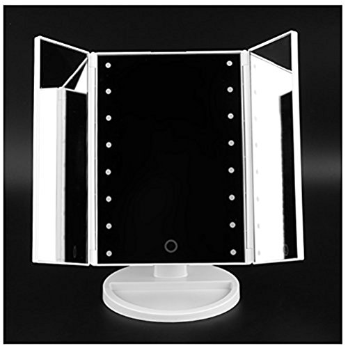 Spiegel Triptychon Make-up Beleuchtung naturfarben, mit 16 LED Touchscreen aufladbar per Port Micro verstellbar auf 180 °für eine perfekte Make-up - 3