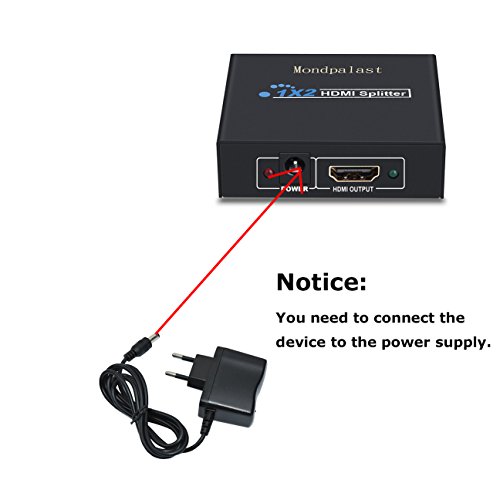 Mondpalast ® HDMI Splitter 2 fach 1×2 1080p auch für 3D 1:2 Verteiler HDCP Full HD - 6