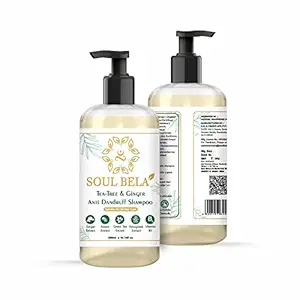 Soul Bela Tea Tree & Ginger Anti-dandruff Shampoo with Tea Tree Oil, ZPTO & Ginger Extract | Reduces Dandruff |Treats Scalp Infection |Soothes Scalp | Paraben Free | For Men & Women(300Ml, Pack Of 1)
