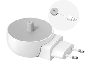 CoolSmile Caricatore per spazzolino Oral B 2 in 1, Caricatore spazzolino da parete e con cavo - Compatibile con Oral B Braun Genius/Pro/Smart/Vitality/ io2/ io3/ io4/ io5/ io6 - Enchufe EU