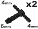 Produktbild Schlauchverbinder Kunststoff T-Stück x2 - Außendurchmesser 6mm / 2x 4mm - Für Schläuchen