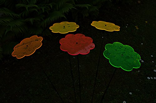 Blumen Sonnenfänger – 6 Hochwertige Sonnenfänger in Blumenform mit Ø 20cm Durchmesser – inkl. 12x 40cm Glasfaser-Schwingstäbe und 6x Verbindungsstücke - 7