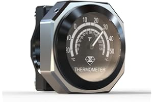 SANWAN Motorrad-Lenker-Thermometer; Wasserdichtes, leuchtendes Temperaturmessgerät aus Legierung; Kompatibel mit Yamaha, Suzuki, Kawasaki; Schwarz/Rot