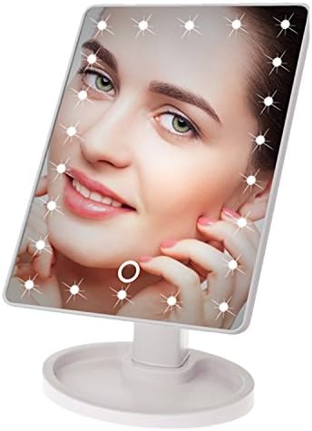 Gankarii® 22 LED Touch Screen Makeup Mirror Tabletop Cosmetic Vanity Light Up 360 Degrees Rotation Mirror - White