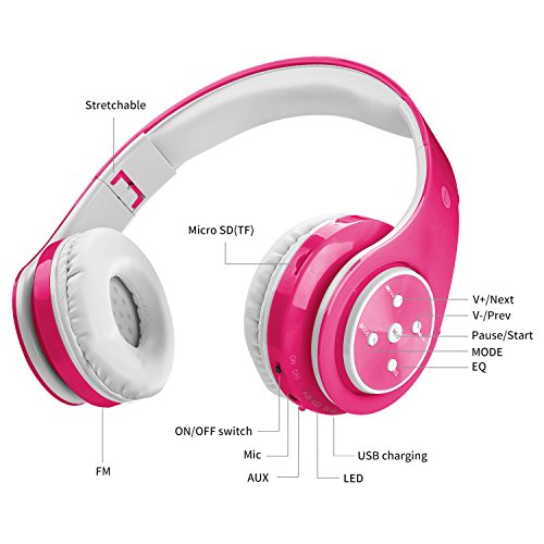 Versi n actualizada Auriculares inal mbricos Bluetooth para ni os Volumen que limita el auricular plegable seguro con el micr fono Aux en tarjeta SD FM para Smartphone PC Tableta Rosado-Votones reviews Versi n actualizada Auriculares inal mbricos Bluetooth para ni os Volumen que limita el auricular plegable seguro con el micr fono Aux en tarjeta SD FM para Smartphone PC Tableta Rosado-Votones