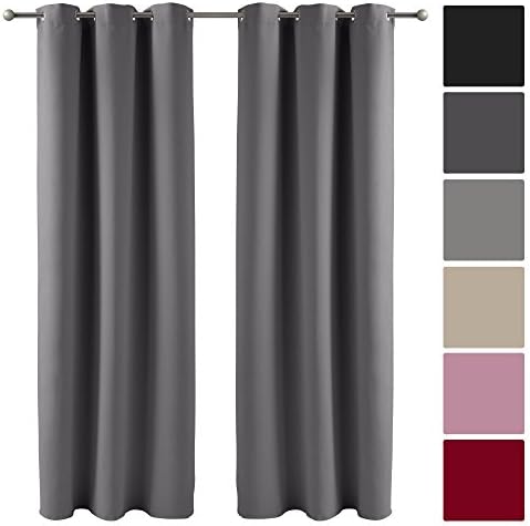 Decolicious - 1 Pair of blackout eylet curtains - Dark grey - 55x71'' (140x180 cm)