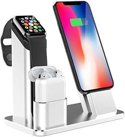 Apple Watch Stand, Aluminum 3 in 1 Apple Watch Charging Stand Docks Station Holder for Apple Watch 3/2/1/ AirPods/ iPhone X/8/8Plus/7/7 Plus /6S /6S Plus/ iPad