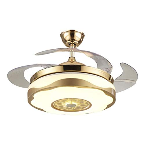 Haodan electronics candelabro 42 Pulgadas Luz de Ventilador de Techo Luz de Techo Moderna Control Remoto Aspas retráctiles Sala de Estar Dormitorio Restaurante Oro (tamaño : 42 in)
