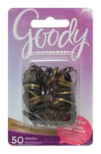 Goody Ouchless Hair Elastics, Brunette, 50 Pcs