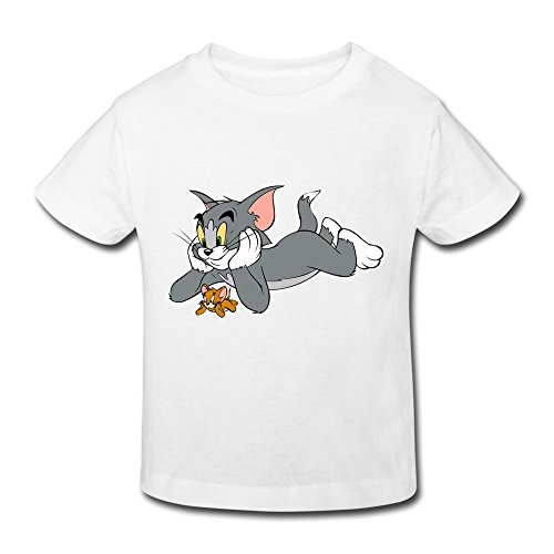 Age 4 Toddler Kids Little Boy's Girl's Tom And Jerry T-Shirt White