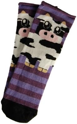 Ladies 1 Pair Socksupermarket Cow Design-4-7-Purple