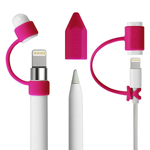 [3-Pack] Fintie Apple Pencil Stift Kappehalter/ Schreibfeder-Abdeckung/ Halterung für Lightning Kabel Adapter für den iPad Pro Pencil (Apple Pencil, Ladekabel und Adapter sind nicht im Lieferumfang enthalten), Lila