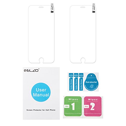iPhone 7/8 Screen Protector, Elzo [2 Packs] Tempered Ballistic Glass, Premium Protect Flim/Skin/Cover - 9H Hardness, Crystal/HD Clear, Bubble Free, High Sensitivity, Ultra Thin (0.26mm)