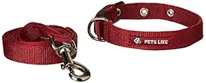 Pets Like Polyester Collar and Leash Set 20 mm(Maroon), (GE-COPC004)