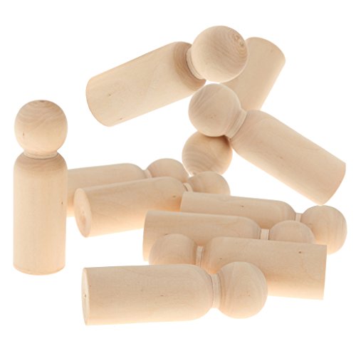 10pcs Männlich Bräutigam Plain Blank Holz Klammern Puppen Figuren Wedding Cake Toppers - 4