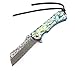 Produktbild AUBEY Damaststahl Klappmesser Abalone Griff, Damast Messer EDC Taschenmesser, Damastklinge Einhand Damastmesser Outdoor Pocket Knife, 7 cm Klinge (Abalone)