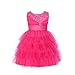 Dressy Daisy Baby Girls' Beaded Satin Tulle Tiered Wedding flower Girl Bridesmaid Dresses Party Dress Size 9-12 Months Hot Pink