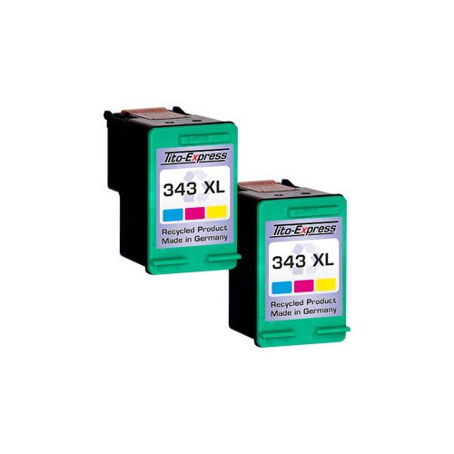 PlatinumSerie® 2x Druckerpatrone für HP 343 XL Color Photosmart C3180 8049 8050 8050V 8050XI 8100 8150V - 2