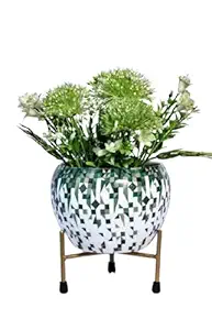 SK Decor Designer Plant Pot Including Rust Free Metal Stand for Indoor and Out Door Gardening (27 x 20 x 27 cm)