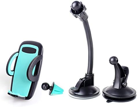 3-in-1 Mobile Phone Car Mount Holder Cradle, Universal Air Vent Dashboard Windshield Car Mount for iPhone Samsung Galaxy (Blue)