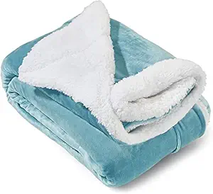 BSB HOME Baby Boys and Baby Girls Luxury Flannel Sherpa Heavy Winter Blanket/Wrapping Sheet for Babies/Kids (Sky Blue, 0-5 Years)