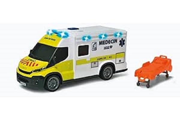 Dickie - Ambulance Samu 18cm - Véhicule Echelle 1/18ème - Sons et Lumières - Brancard Inclus - Dès 3 Ans - 203713014002