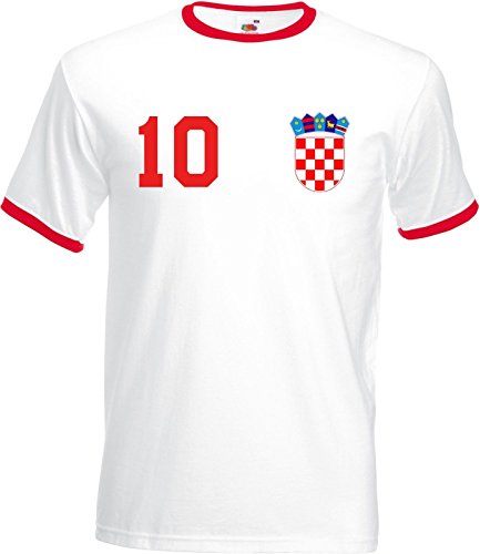 Kroatien Croatia Hrvatska Herren T-Shirt Beidseitig Bedruckt mit Wunschname & Zahl, Weiß, Gr. XXL