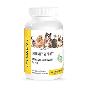 Sharrets Nutritions Vitamin C (L Ascorbic Acid) USP/FCC/Ph. EUR for Pets to Support Cardiovascular Health, Antioxidant & Immunity Supplement for Dogs, Produce in Scotland, 60 Veggie Capsules