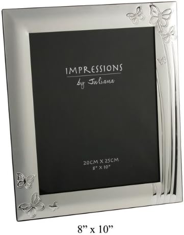 2 Tone Silver Plated Photo Frame Butterfly Design 8x10