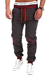  MT Styles Trainingshose Jogginghose MT-52 [Dunkelgrau/Rot, L]