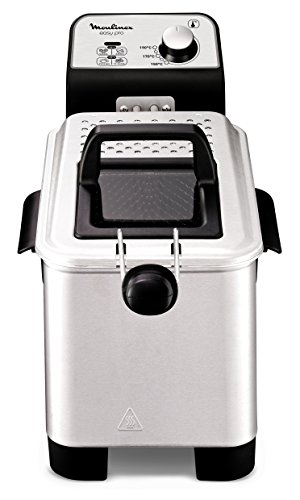 Moulinex Easy Pro AM338070 -  Freidora clásica (2300 W, 2 niveles de cocción, termostato regulable, 3 L / 1200 gr), color plata