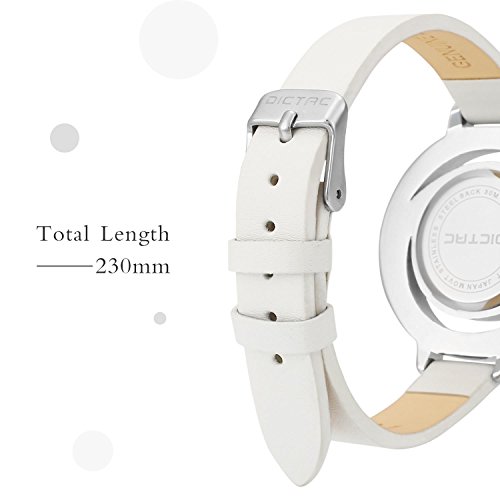 Dictac Legierung Damen Armbanduhr mit echtem Leder-Armband höltes Gold Zifferblatt Swarovski Kristalldiamanten japanische Bewegung ROHS Zertifizierung 30 Meter wasserdichte (Rosegold/Platin)