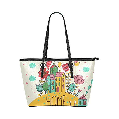 Preisvergleich Produktbild Druckte reizende süße Hauptfamilie große weiche lederne tragbare Handgriff Handhandtaschen Taschen kausale Handtaschen mit Reißverschluss Schulter Einkaufen Geldbeutel Gepäck Organisator Arbeit Dame