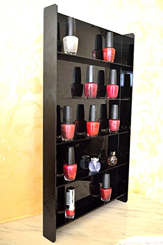 Preisvergleich Produktbild Nagellack Sammler Vitrine / Hängevitrine / Glasvitrine / Wand Regal Miniflaschen oder Sammelfiguren aus Acrylglas mit 5 Regalböden Schwarz