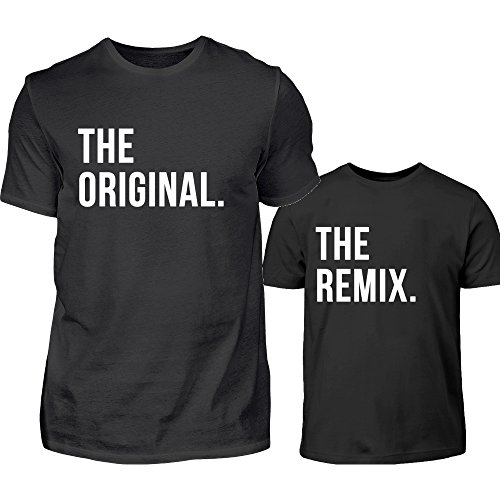 Vater Sohn Partner Look The Original The Remix Rundhals Tshirt Eltern Kind Partnerlook Für Herren und Sohn Oder Tochter in Schwarz (XXL & 3/4 (98/104)) Vater Sohn Partner Look The Original The Remix Rundhals Tshirt Eltern Kind Partnerlook Für Herren und Sohn Oder Tochter in Schwarz (XXL & 3/4 (98/104))