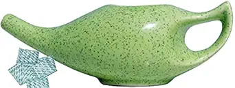 Soulvinee Porcelain Ceramic Neti Pot for Nasal Cleansing Sinus and Passages for Optimal Health Colour Green