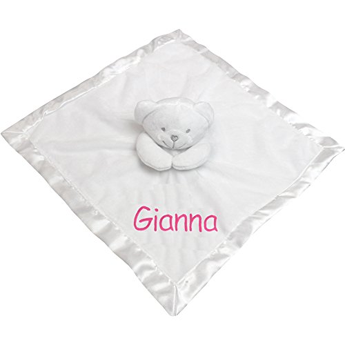 Baby Super Soft Personalised Comforter Blanket with 3D Teddy Bear (White)