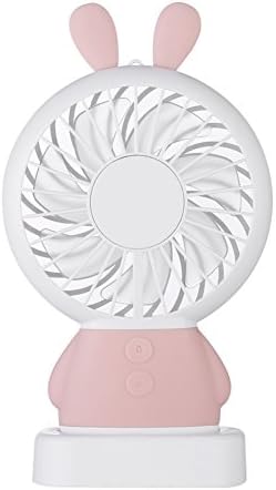 Kybbe Mini Handheld Fan Exquisite Rabbit Dharma Bear Night Light USB Charging Fan for Home Desk Office(Bunny Pink)