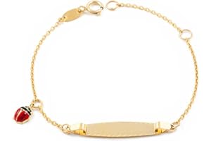Monde Petit Bracelet Enfant coccinelle Or Jaune 9 Carats - Coffret cadeau - Certificat de garantie