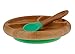 Avanchy Baby Infant Feeding Bamboo Stay Put Suction Divided Plate + Spoon/Teether, Great Baby Gift Set, Fda Approved Bpa Free, Green