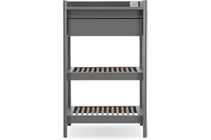 CuddleCo Torsten Baby Changing Table with Storage Drawer - Scandinavian Solid Birch Wood Open Changing Unit - Grey/Teak Nursery Furniture