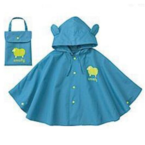 GudeHome Unisex Kid's Raincoat Girls Boys Hooded Waterproof Rain Poncho, 100-120cm Blue