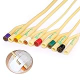 Dr.Taylor Women's Urinary Catheters Set, Include 12 Sticks Catheters + 5 Pcs Catheter Fixation Sticker, Silicone Sterile Latex Double Chamber Catheter for Elderly, Patient,12FR