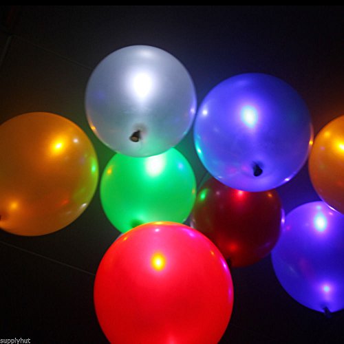 20 x LED leuchtende XEVIL Luftballons – Buntmix – schöne Ballons für Party, Geburtstag, Hochzeit, Festival (mehrfarbig) - 5