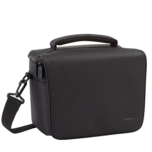Preisvergleich Produktbild RIVACASE DSLR Kameratasche – Elegante Schultertasche mit weichen Innenfutter und verstellbaren Trennwänden - Schwarz
