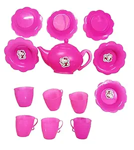 AK Store Plastic Hello Kitty Tea Party Pretend Play Set for Kids Girls Kitchen Toy Set (Set of 13, Pink)