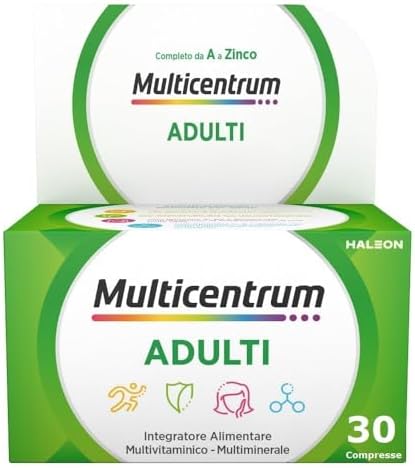 Multicentrum Adulti Integratore Alimentare Multivitaminico Completo Vitamine e Minerali per Adulti, con Vitamina B, D e C, Combatte Stanchezza e Affaticamento, 30 Compresse