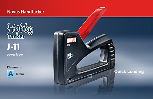 Novus Handtacker J – 11 creative, Tacker aus ABS-Kunststoffgehäuse, Unterlademechanik mit Sicherheitsentriegelung, Griffverriegelung, Klammersichtfenster und Gurthaken, 030-0436 - 6